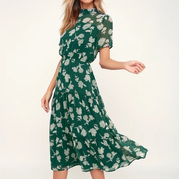 Lulus Floral Midi Dress NWT - Picture 1 of 9
